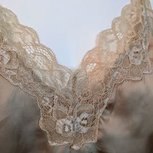 2 piece satin and lace lounge set - cami and shorts